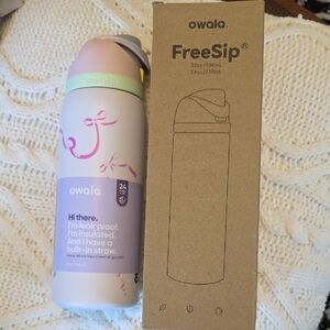 Owala FreeSip Insulated Water Bottle - Pastel Pink & Lavender Bows